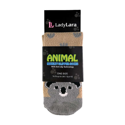 1 Pack Ladies Fluffy Animal Pattern Slipper Socks with Grips