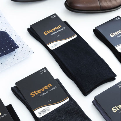 Mens Warm Soft Merino Wool Ribbed Dress Socks