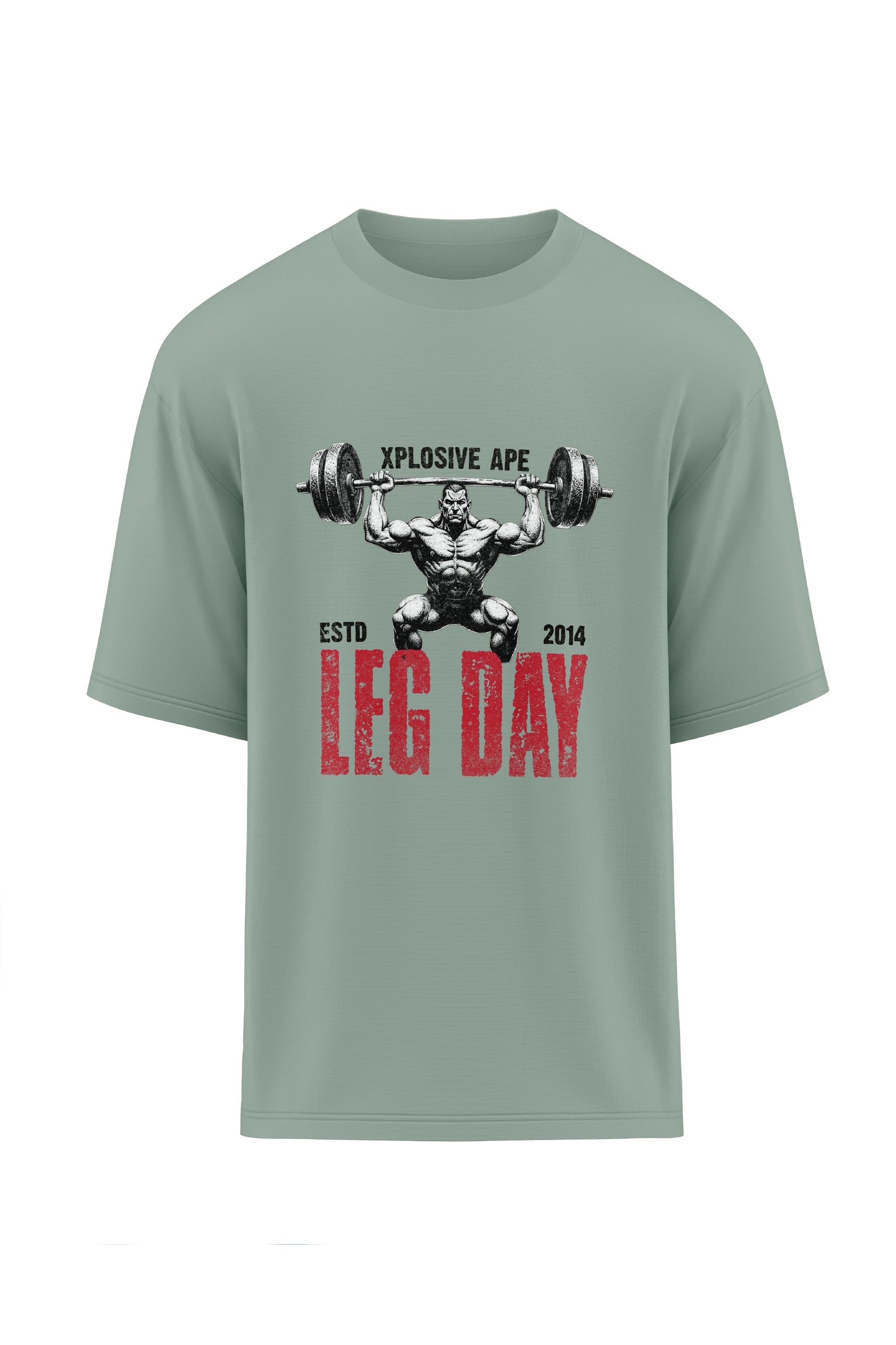 XAPE Leg Day Oversized Tee - Sage Xplosive Ape