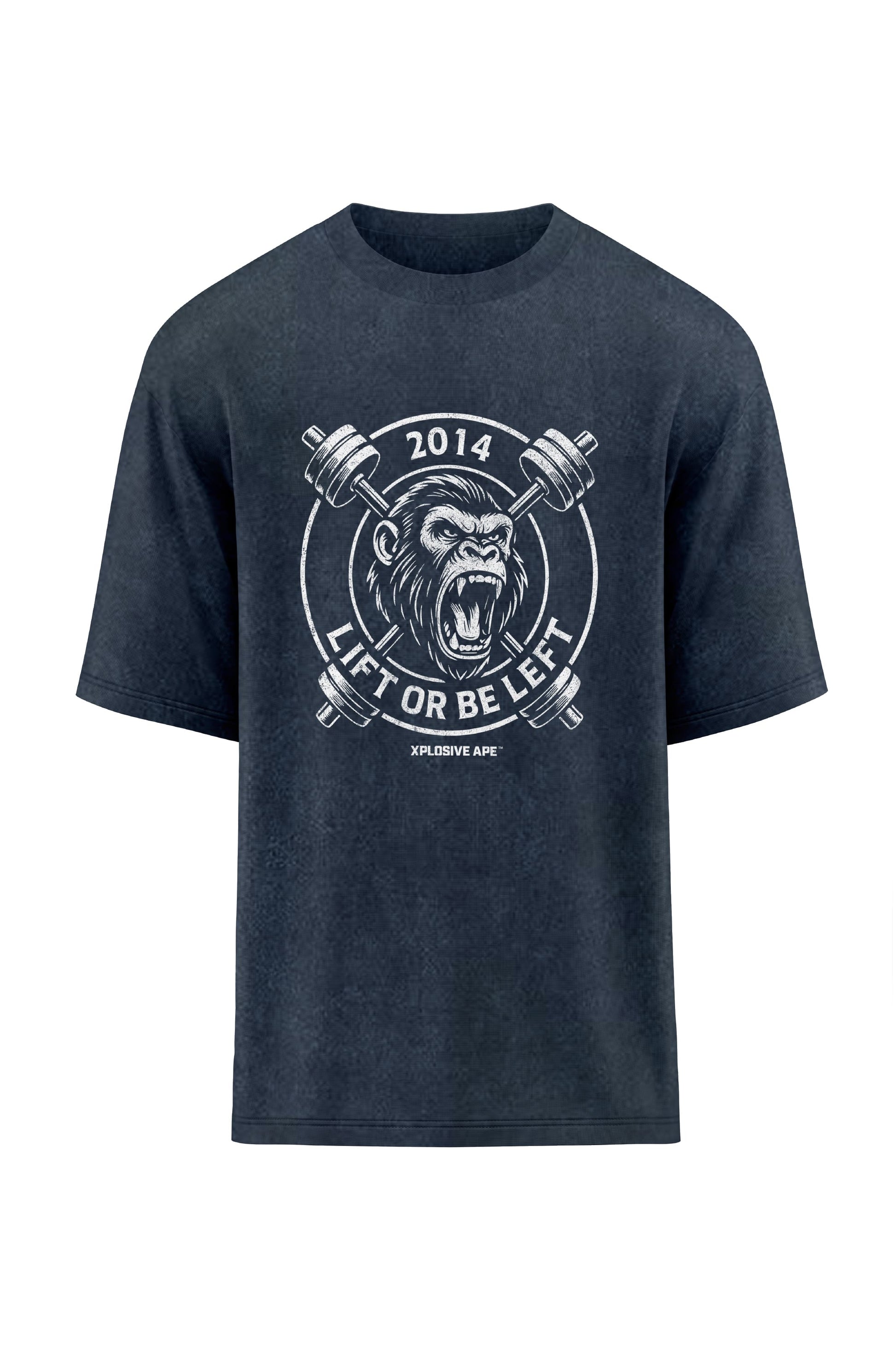 XAPE Lift Or Be Left Oversized Tee - Acid Wash Black Xplosive Ape
