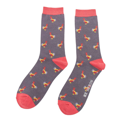 1 Pack Mens Novelty Charcoal Rooster Bamboo Socks