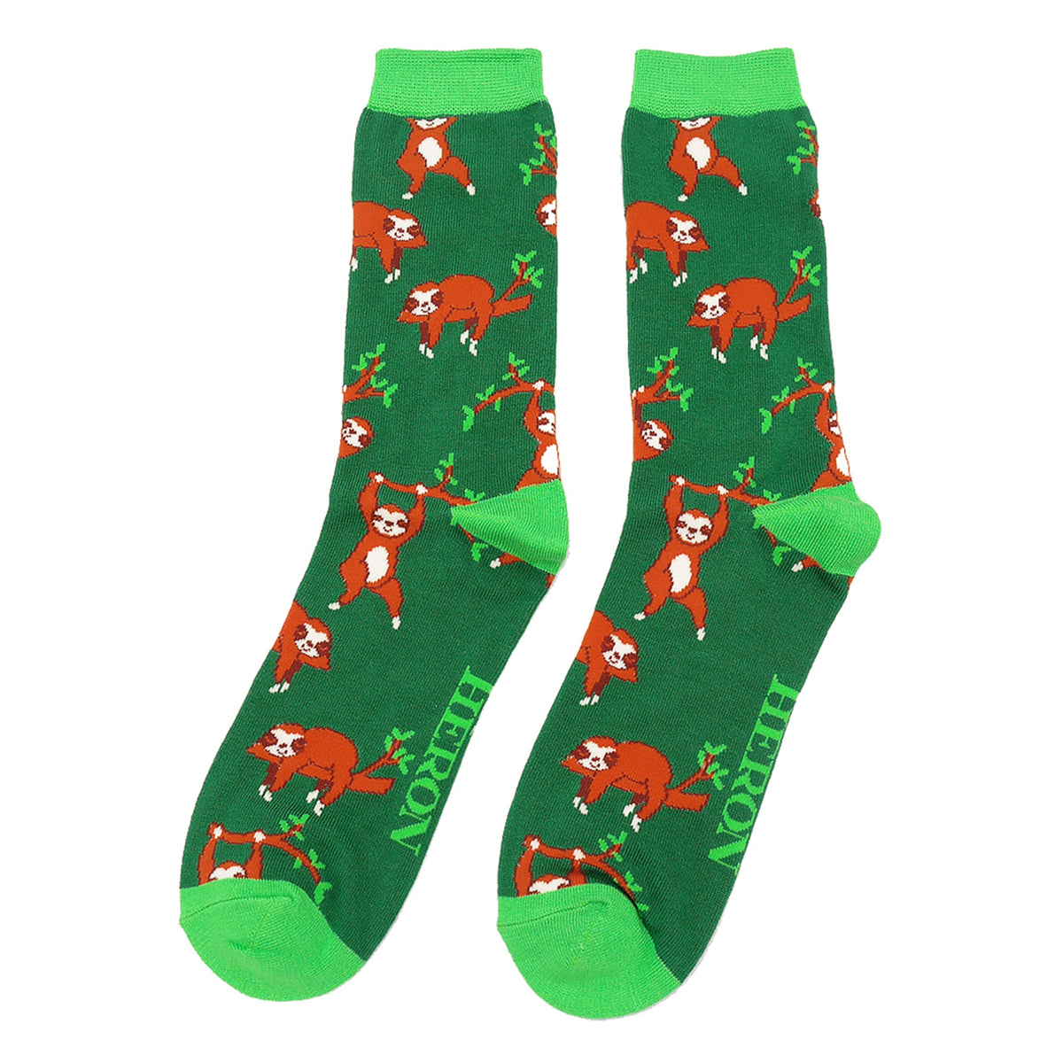 1 Pack Mens Novelty Green Sloths Bamboo Socks