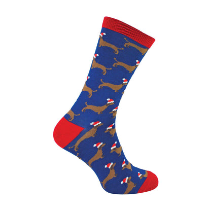 1 Pack Mens Christmas Sausage Dog Bamboo Socks