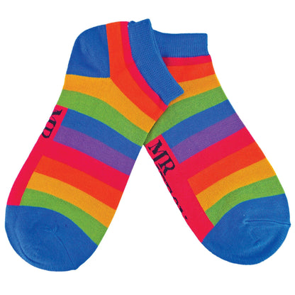 1 Pack Mens Rainbow Striped Bamboo Trainer Socks