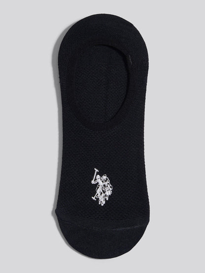 Mens 3 Pack Invisible Trainer Socks Black Bright White DHM