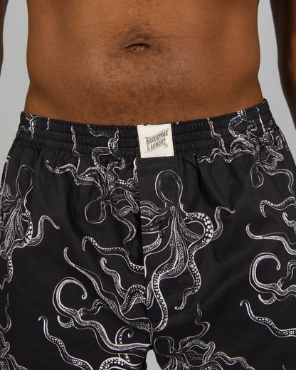 Mens Boxer Shorts - Octopus Black