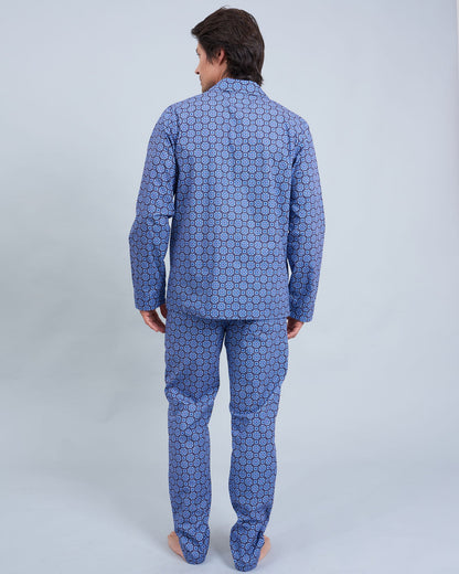 Mens Long Pyjamas - Indigo Floral