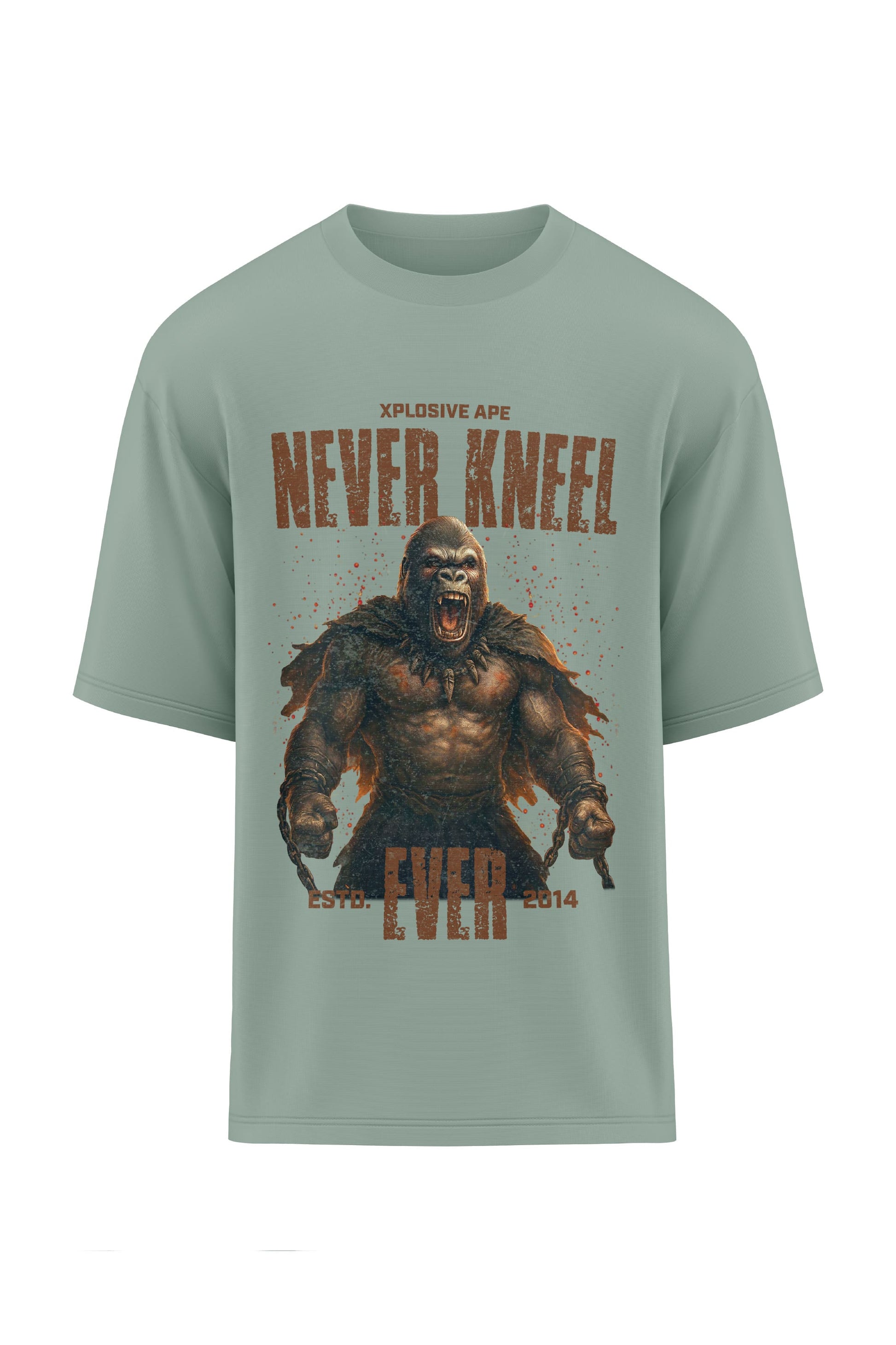 XAPE Never Kneel  Oversized Tee - Sage Xplosive Ape