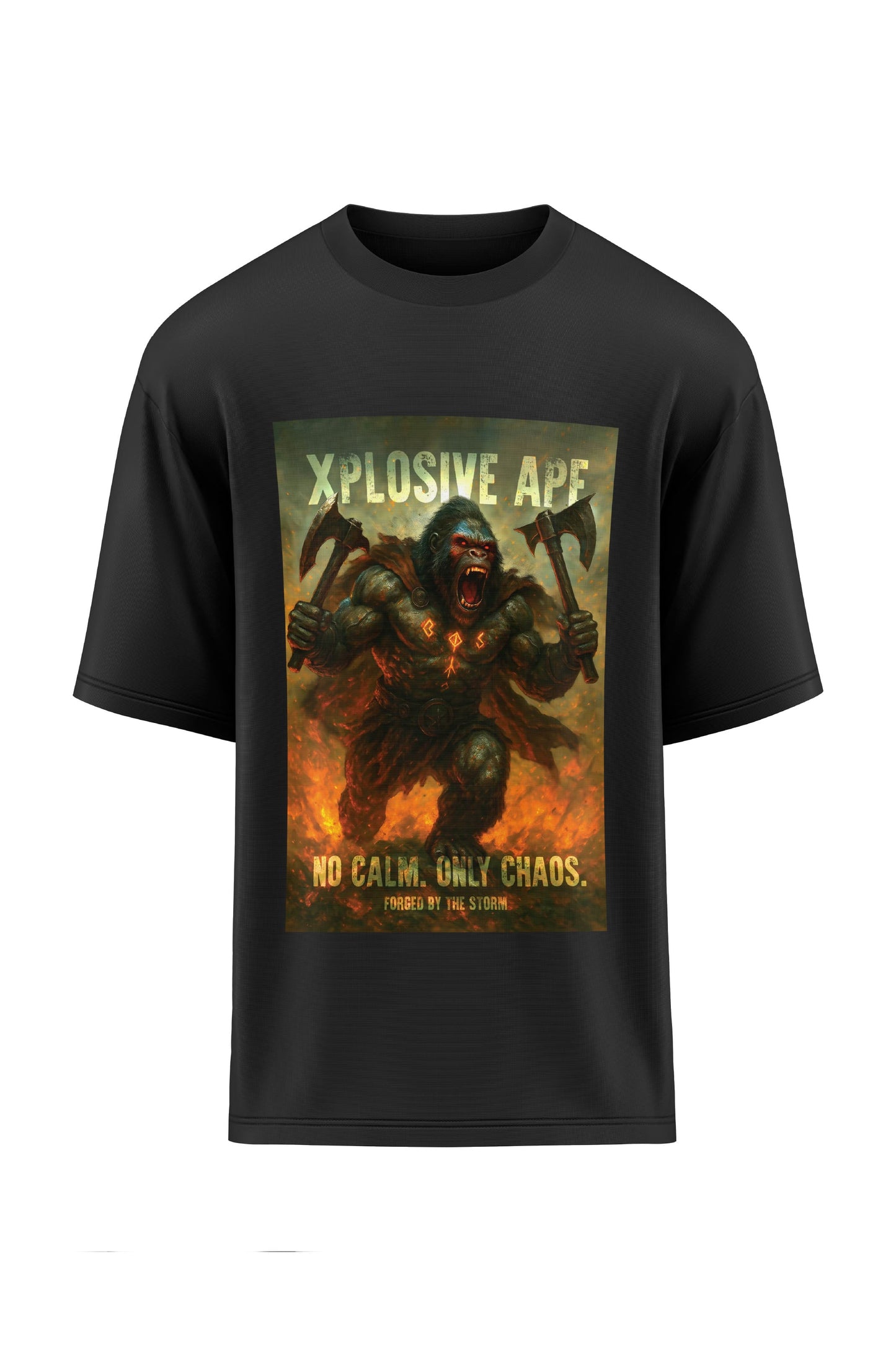 XAPE No Calm Only Chaos  Oversized Tee - Black Xplosive Ape