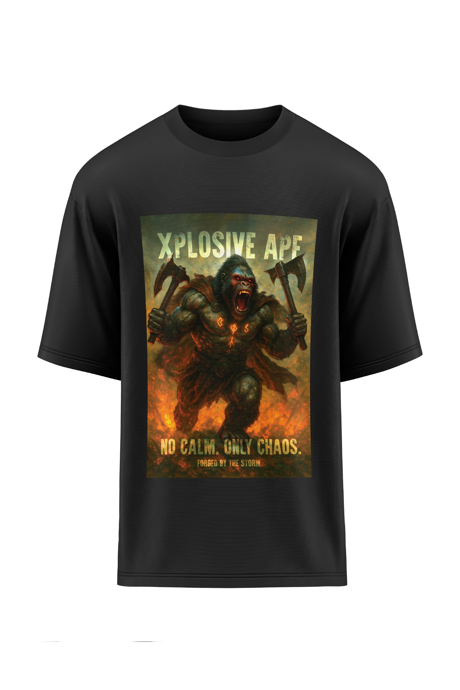 XAPE No Calm Only Chaos  Oversized Tee - Black Xplosive Ape