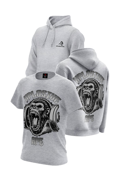 XAPE Old School Hoodie & Tee Combo - Sports Grey Xplosive Ape