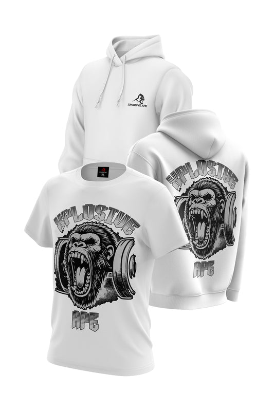 XAPE Old School Hoodie & Tee Combo - White Xplosive Ape