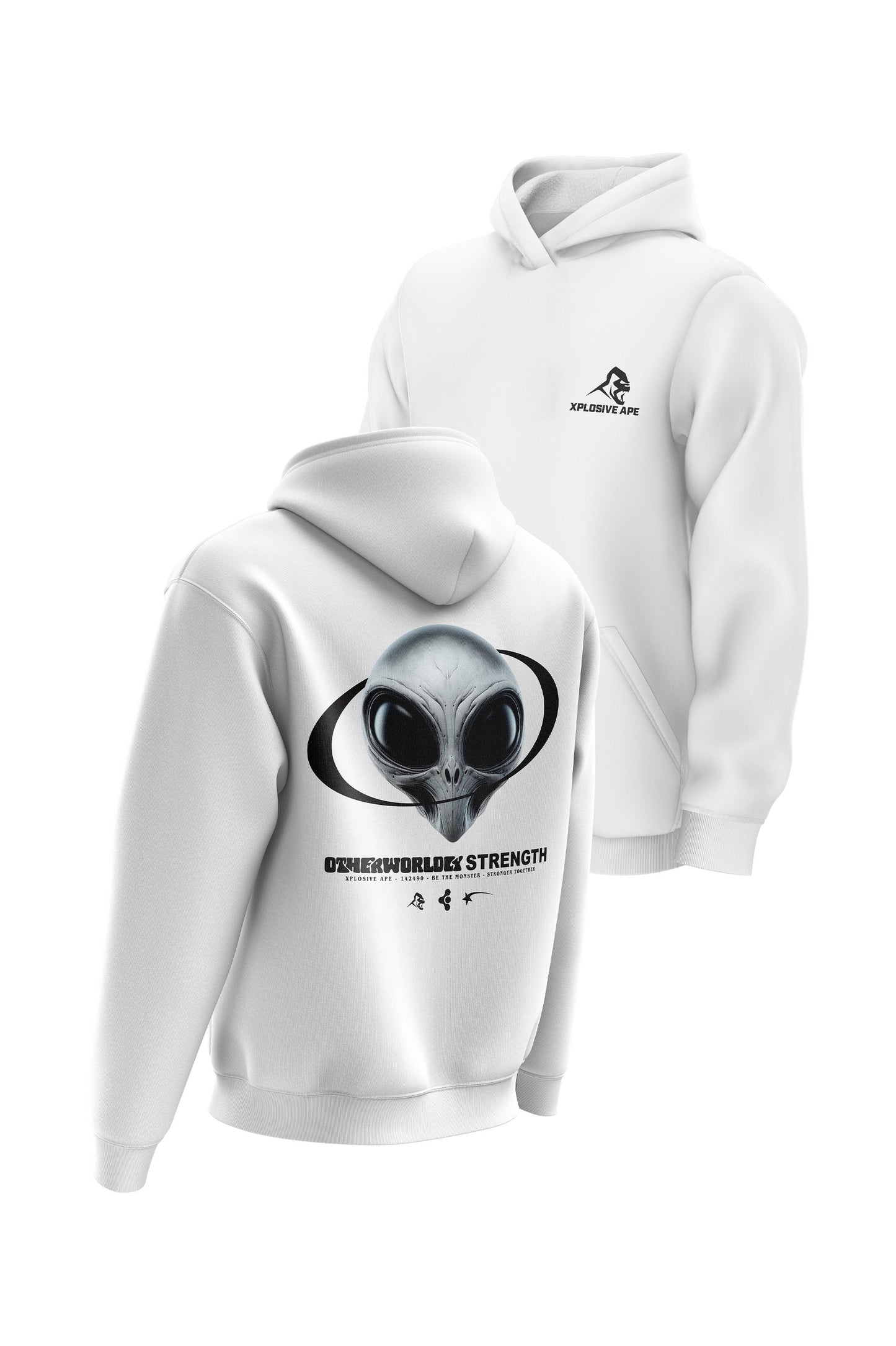 XAPE Otherworldly Strength Hoodie - White Xplosive Ape