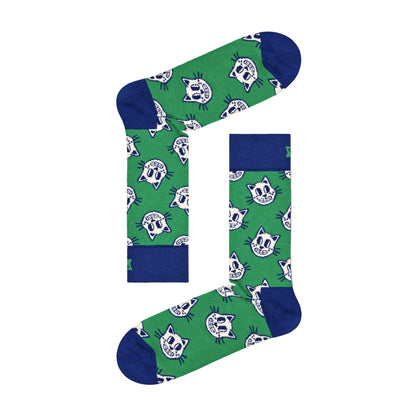1 Pack Mens & Ladies Cotton Green Cat Design Socks
