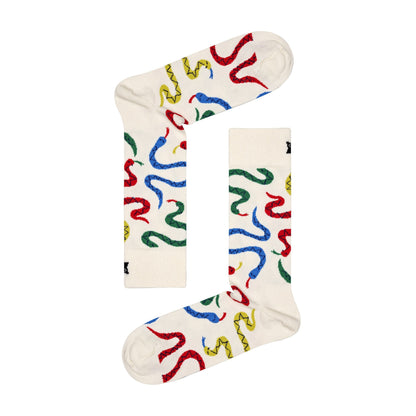 1 Pack Unisex Cotton Bright Colourful Snakes Design Socks