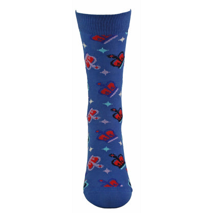 Crown Design Cotton Blue Unisex Socks
