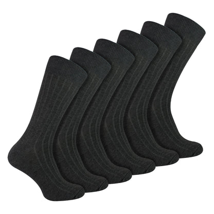 Mens Plain Coloured Cotton Rich Ribbed Dress Socks