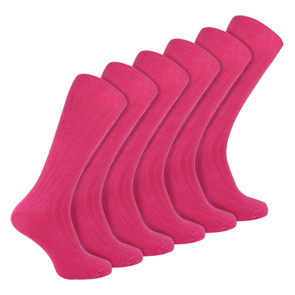 Mens Plain Coloured Cotton Rich Ribbed Dress Socks