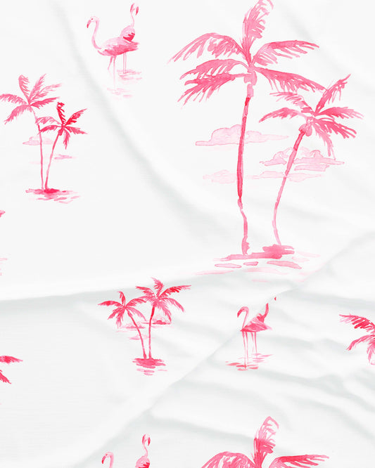 Womens Long Pyjamas - Pink Palms