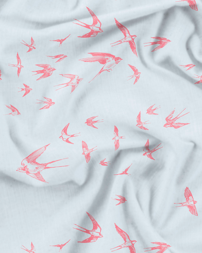 Womens Long Pyjamas - Pink Swallows