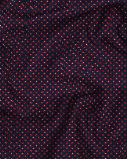 Mens Boxer Shorts - Red Poppy Circles on Navy
