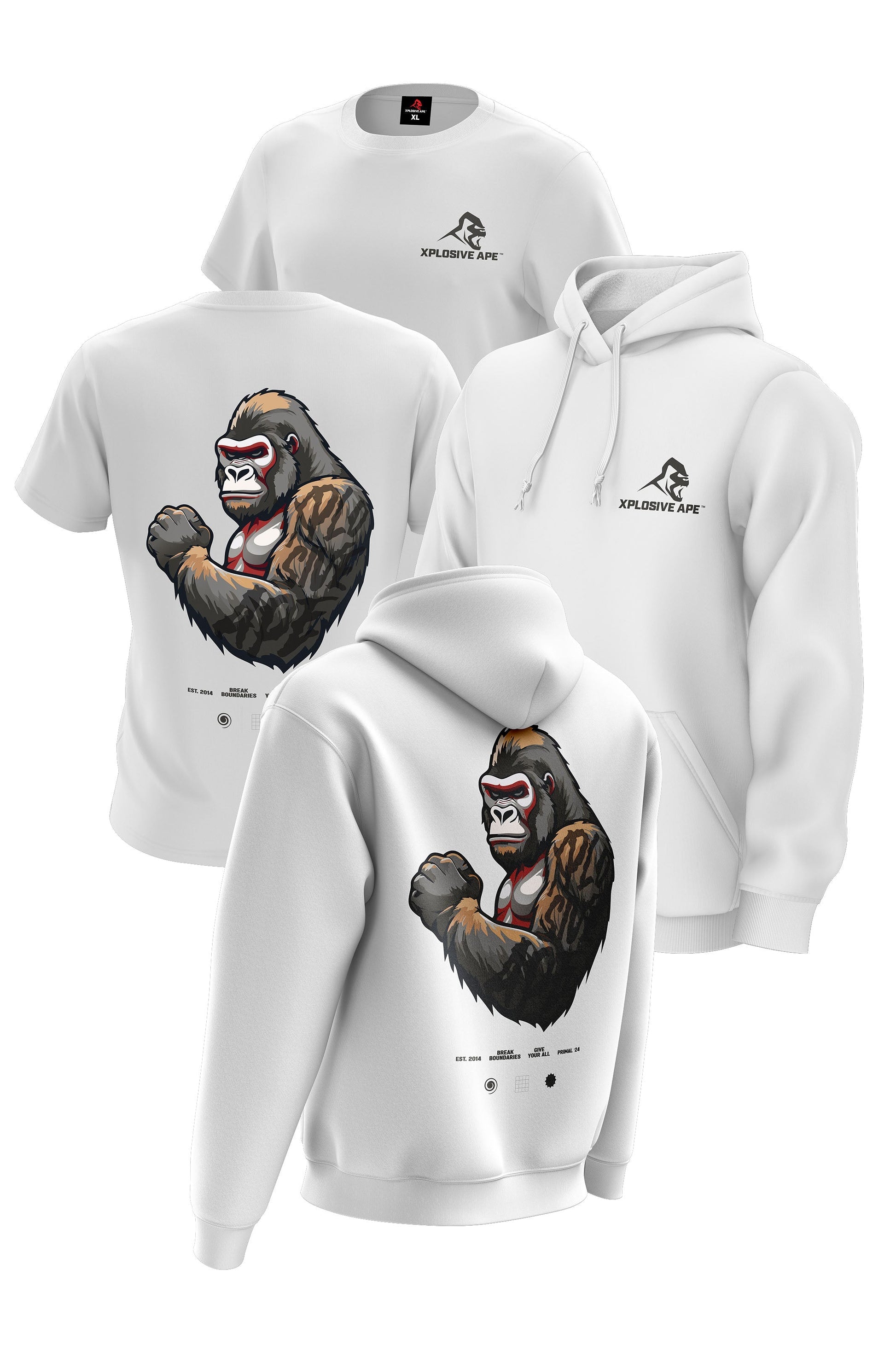 XAPE Powerhouse V3 Hoodie & Tee Combo - White Xplosive Ape