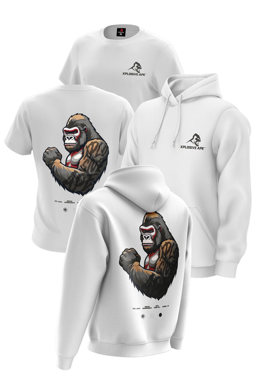 XAPE Powerhouse V3 Hoodie & Tee Combo - White Xplosive Ape