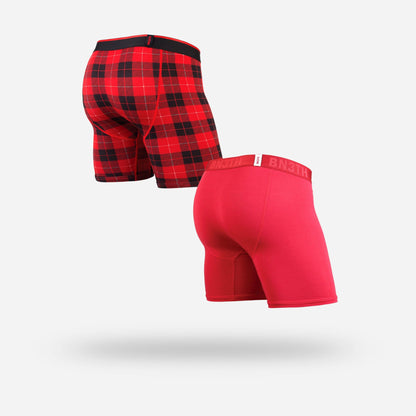 MENS CLASSIC BOXER BRIEF 2-PACK: CRIMSON/FIRESIDE RED
