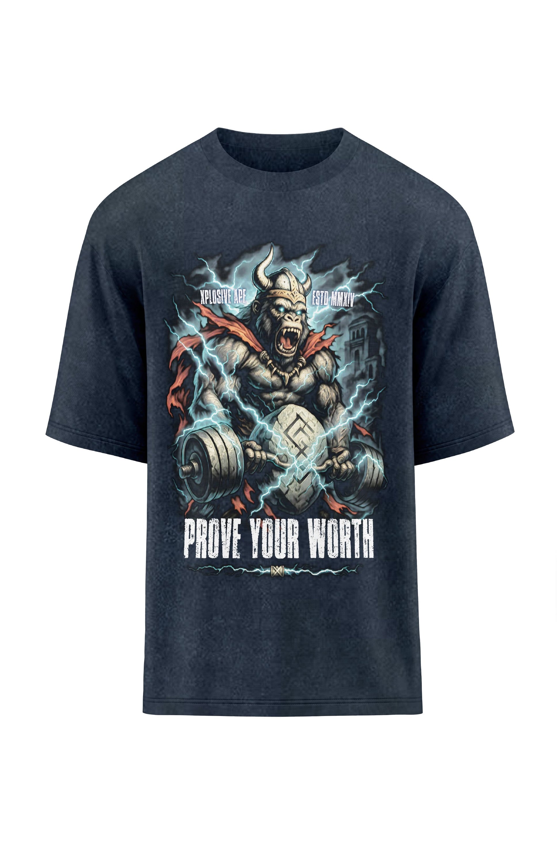 XAPE Prove Your Worth Oversized Tee - Acid Wash Black Xplosive Ape