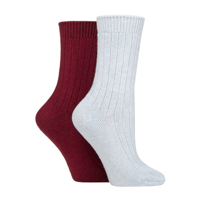 2 Pack Ladies Cashmere Wool Bed Socks for Sleep