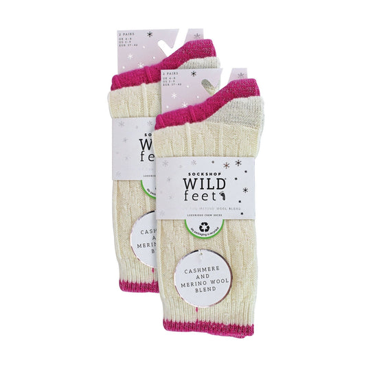 4 Pack Ladies Cable Knit and Lurex Glitter Socks for Sparkling Style and Comfort