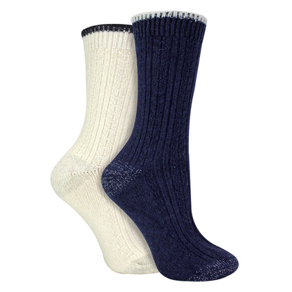 4 Pack Ladies Cable Knit and Lurex Glitter Socks for Sparkling Style and Comfort