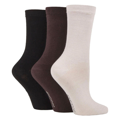 3 Pack Ladies Plain Bamboo Socks - Soft Breathable Everyday Comfort Socks