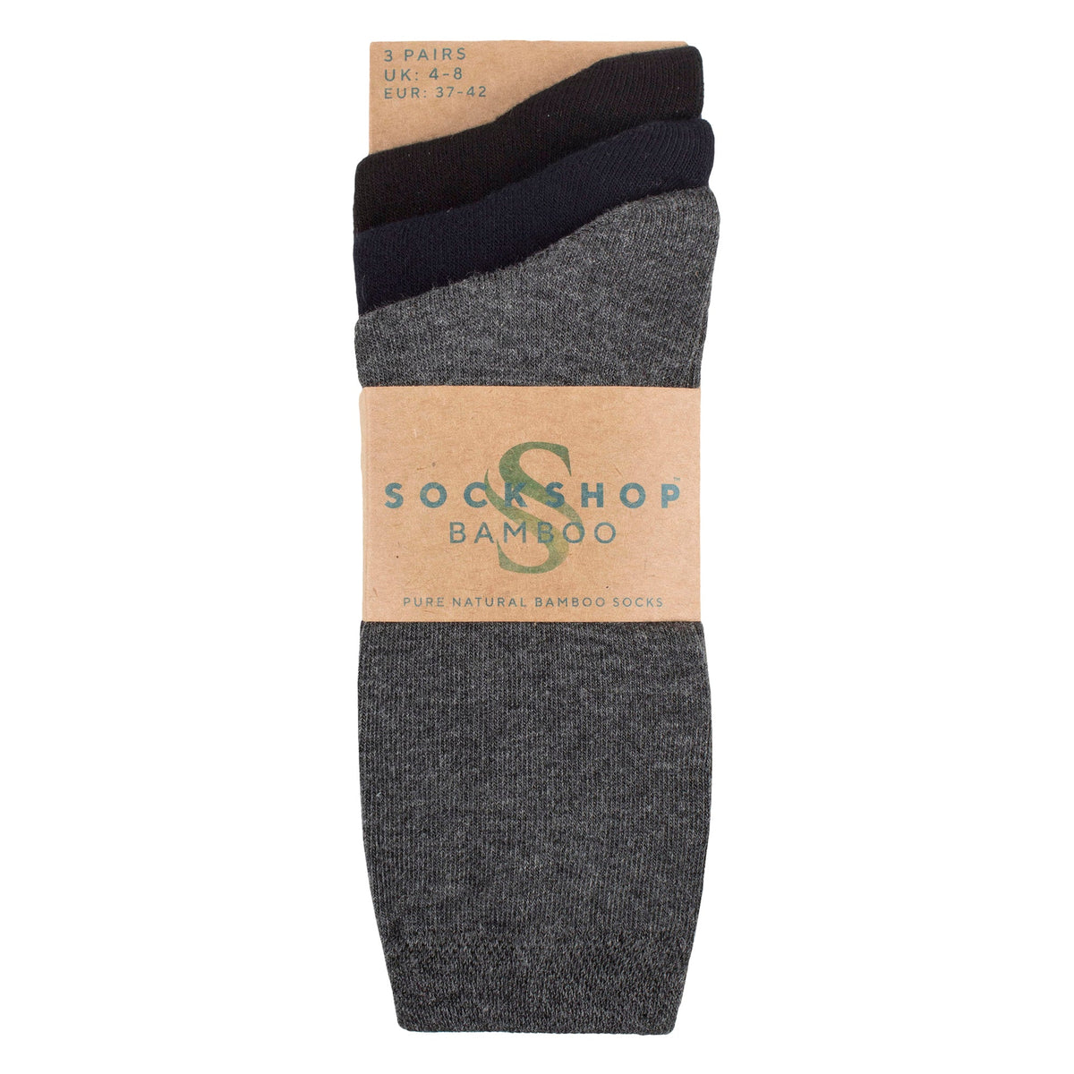 3 Pack Ladies Plain Bamboo Socks - Soft Breathable Everyday Comfort Socks