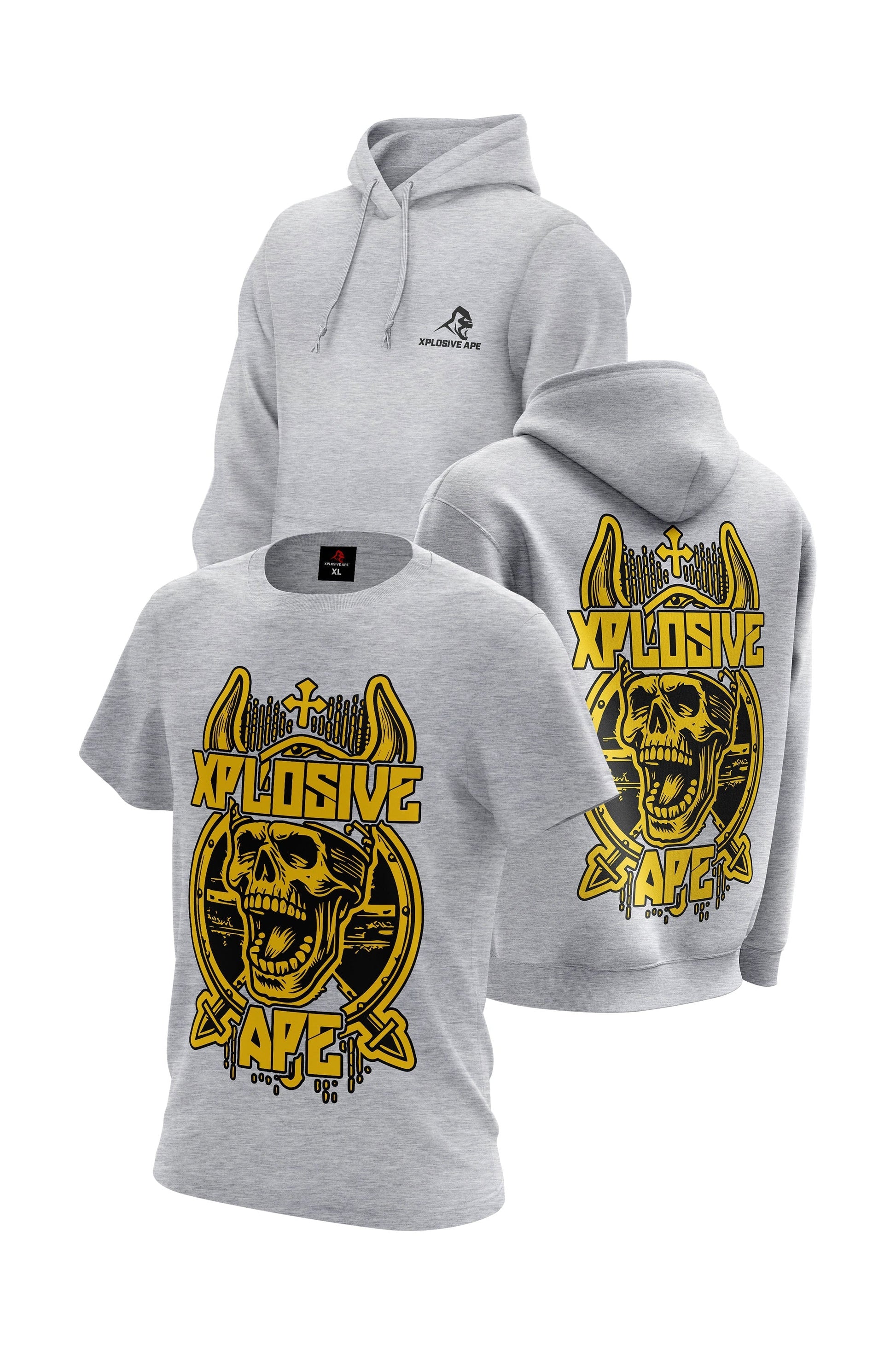XAPE Raider Hoodie & Tee Combo - Sports Grey Xplosive Ape