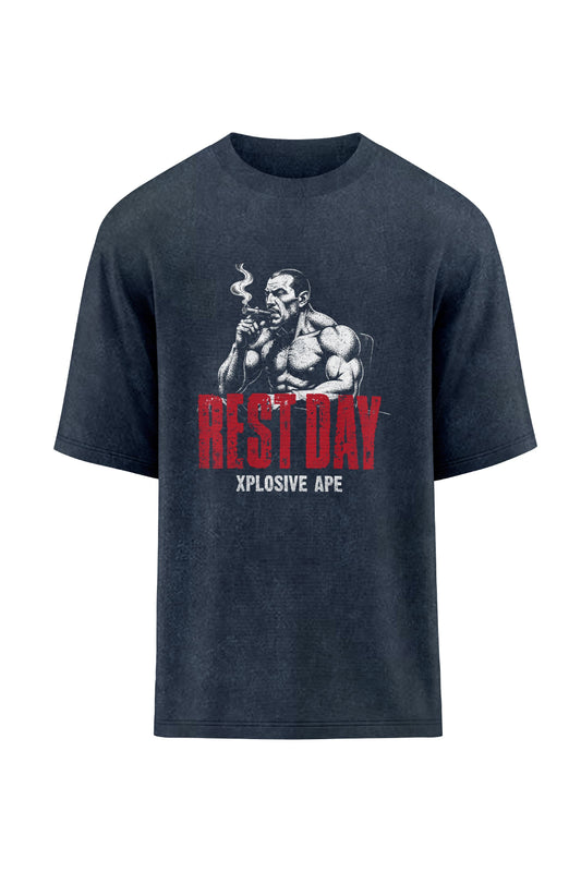XAPE Rest Day Oversized Tee - Acid Wash Black Xplosive Ape