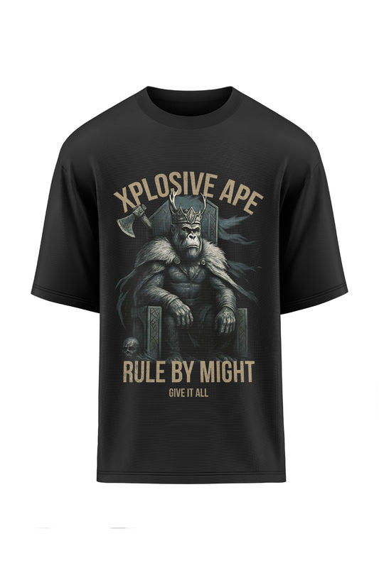 XAPE Rule By Might  Oversized Tee - Black Xplosive Ape