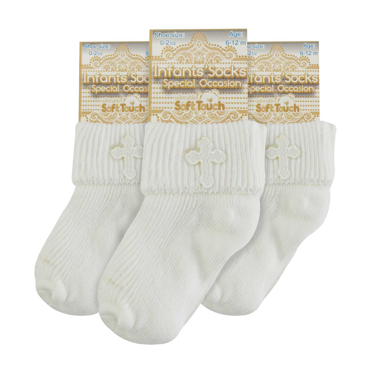 Cross Embroidery Newborn Cotton Baby Christening Socks