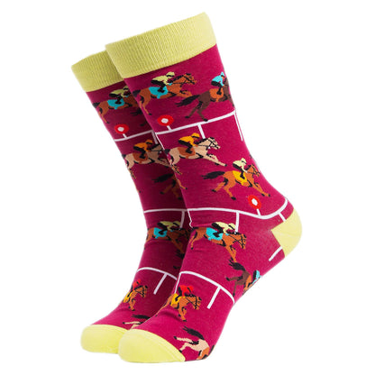 1 Pack Mens & Ladies Sports Themed Crew Cotton Socks