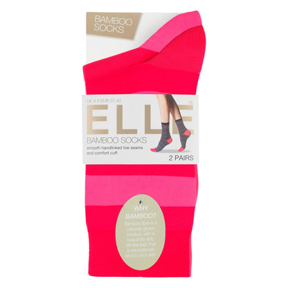 2 Pack Ladies Striped and Plain Bamboo Socks - Soft Breathable Everyday Comfort