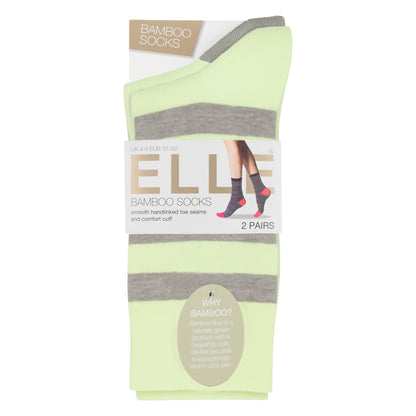 2 Pack Ladies Striped and Plain Bamboo Socks - Soft Breathable Everyday Comfort