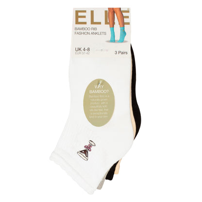 3 Pack Ladies Ribbed Anklet Socks with Frill Welt - Soft Stylish Everyday Fit