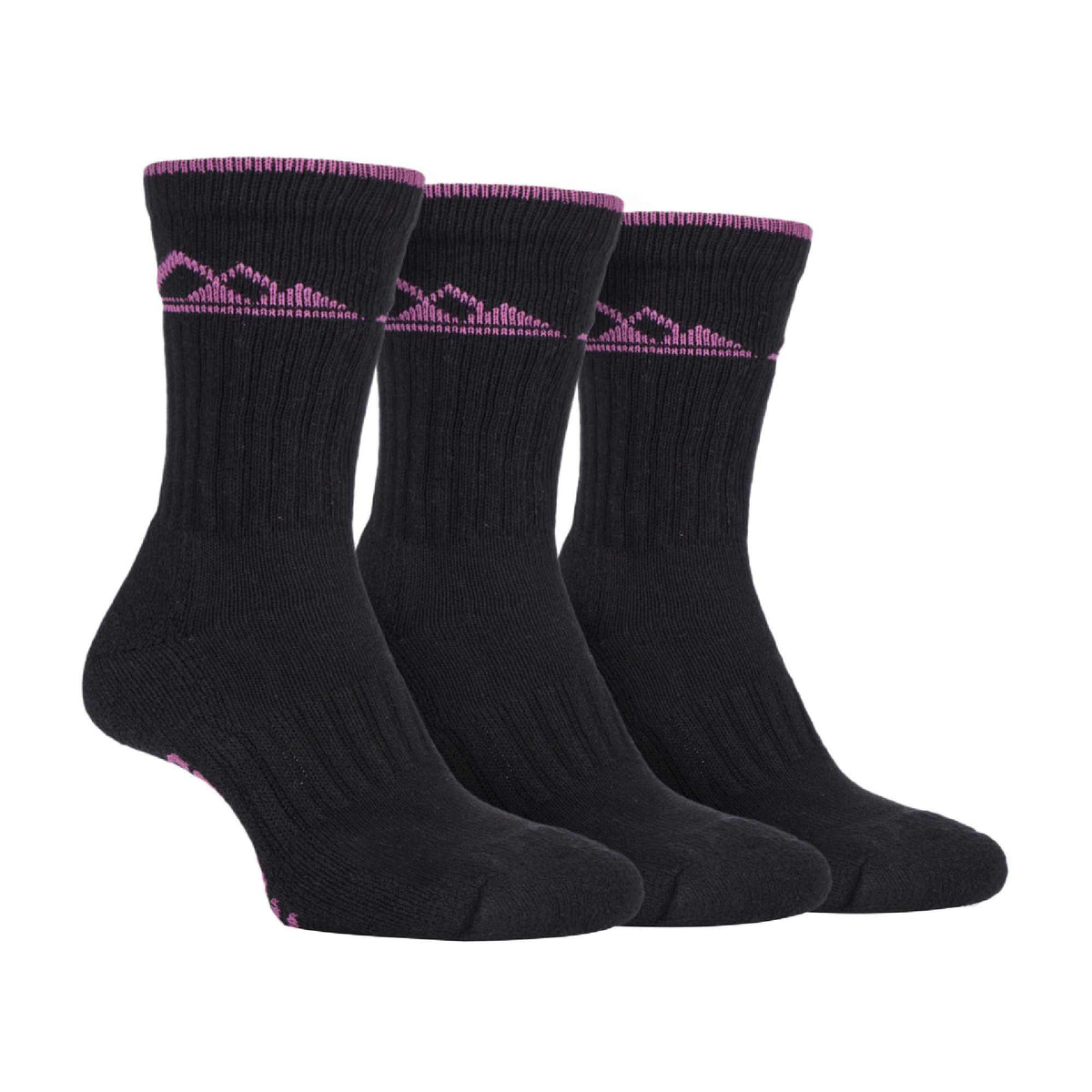 3 Pack Ladies Cushion Sole Outdoor Cotton Rich Hiking Boot Socks