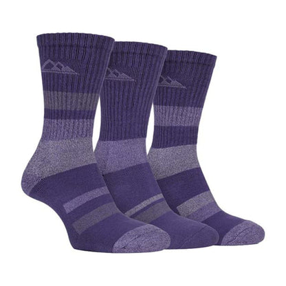 3 Pack Ladies Anti Blister Cotton Hiking Socks with Padded Sole