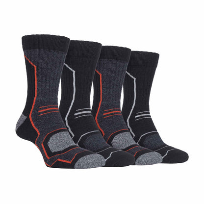 4 Pack Mens Cushioned Anti Blister Hiking Socks