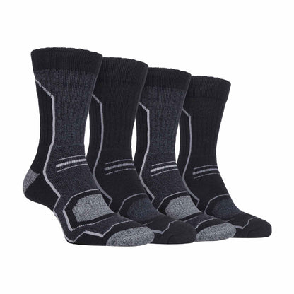 4 Pack Mens Cushioned Anti Blister Hiking Socks