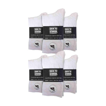 12 Pair Plain Kids School Soft Breathable Cotton Rich Socks