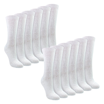 Ladies 12 Pack 100% Cotton Soft Breathable Socks