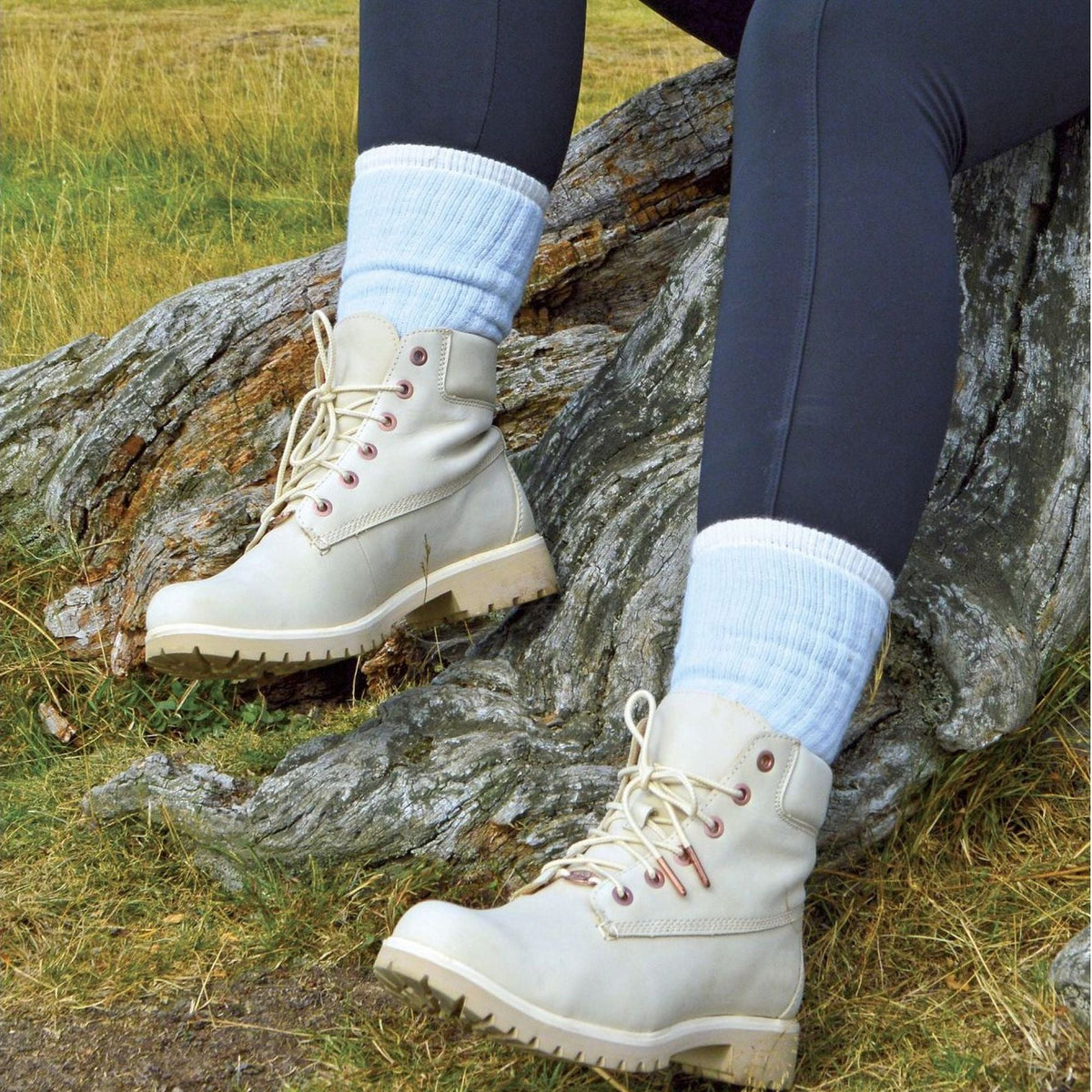 Ladies 6 Pairs Wool Socks - Cushioned Hiking Socks with Reinforced Heel & Toe