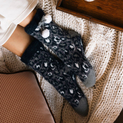 1 Pair Ladies Sherpa Lined Grip Socks - Warm Fluffy Cosy Non-Slip Comfort